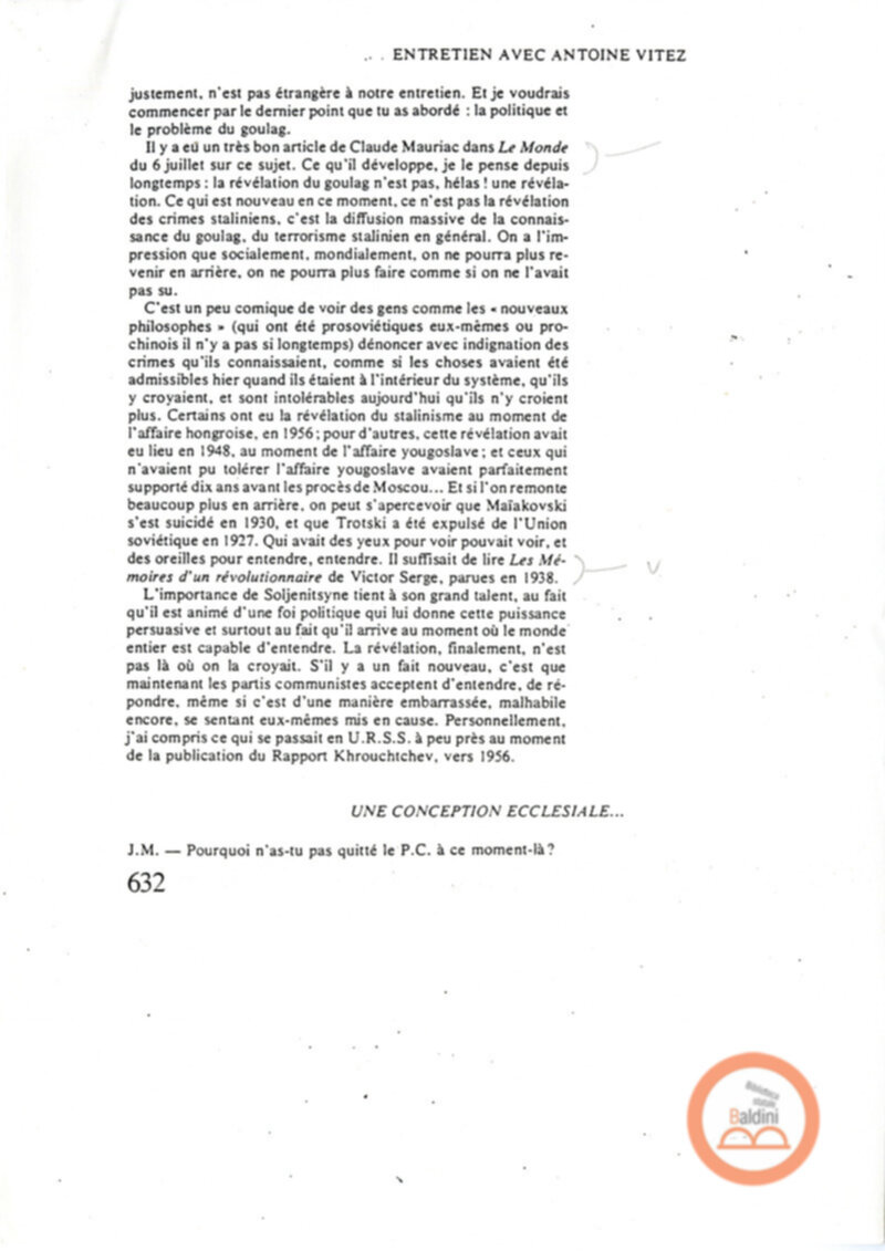 Entretien avec Antoine Vitez - testo