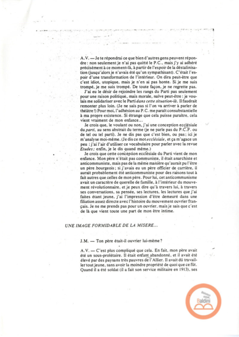 Entretien avec Antoine Vitez - testo