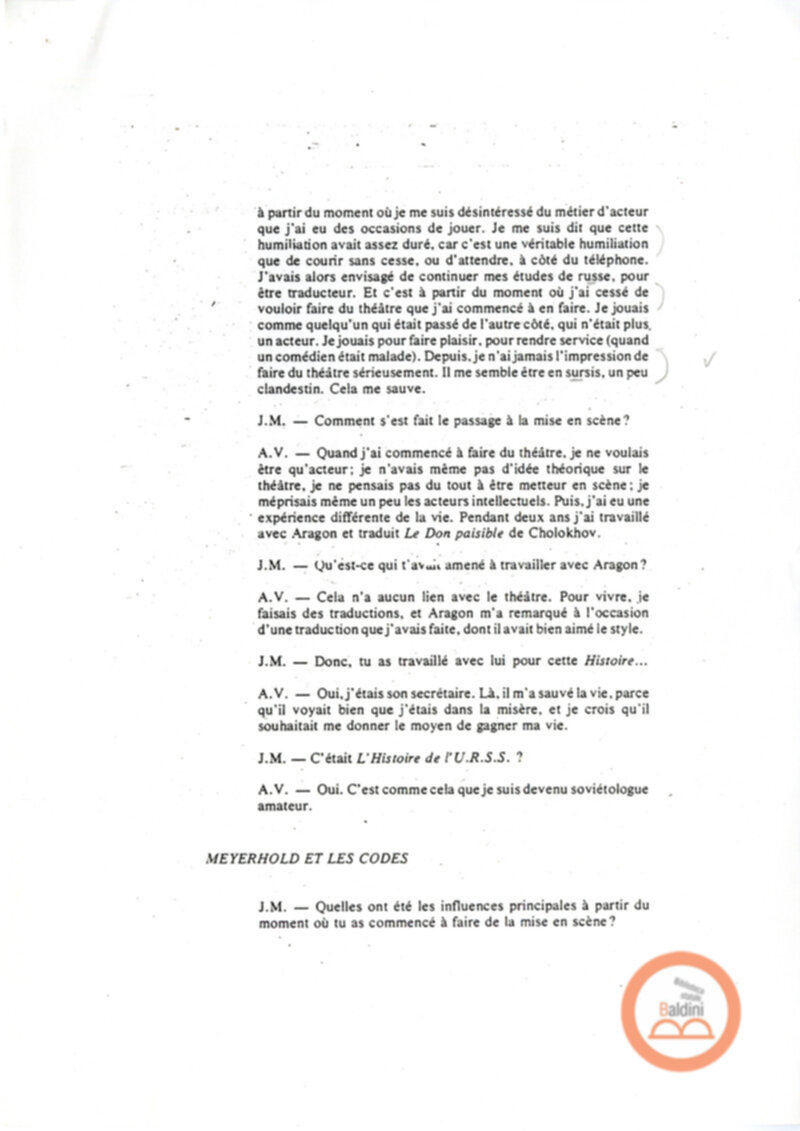 Entretien avec Antoine Vitez - testo