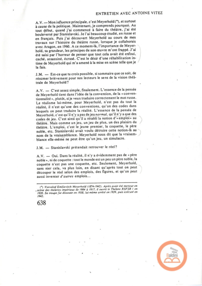 Entretien avec Antoine Vitez - testo