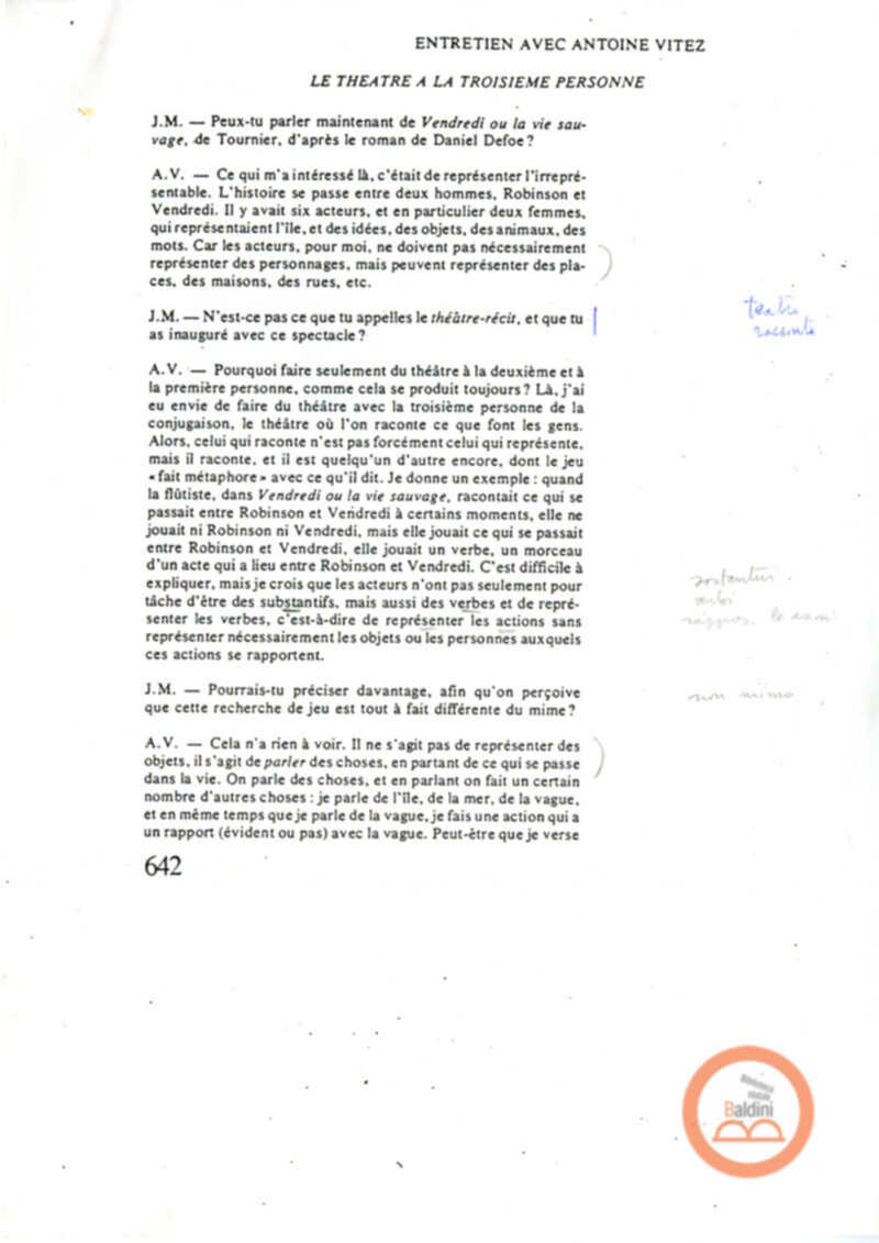 Entretien avec Antoine Vitez - testo