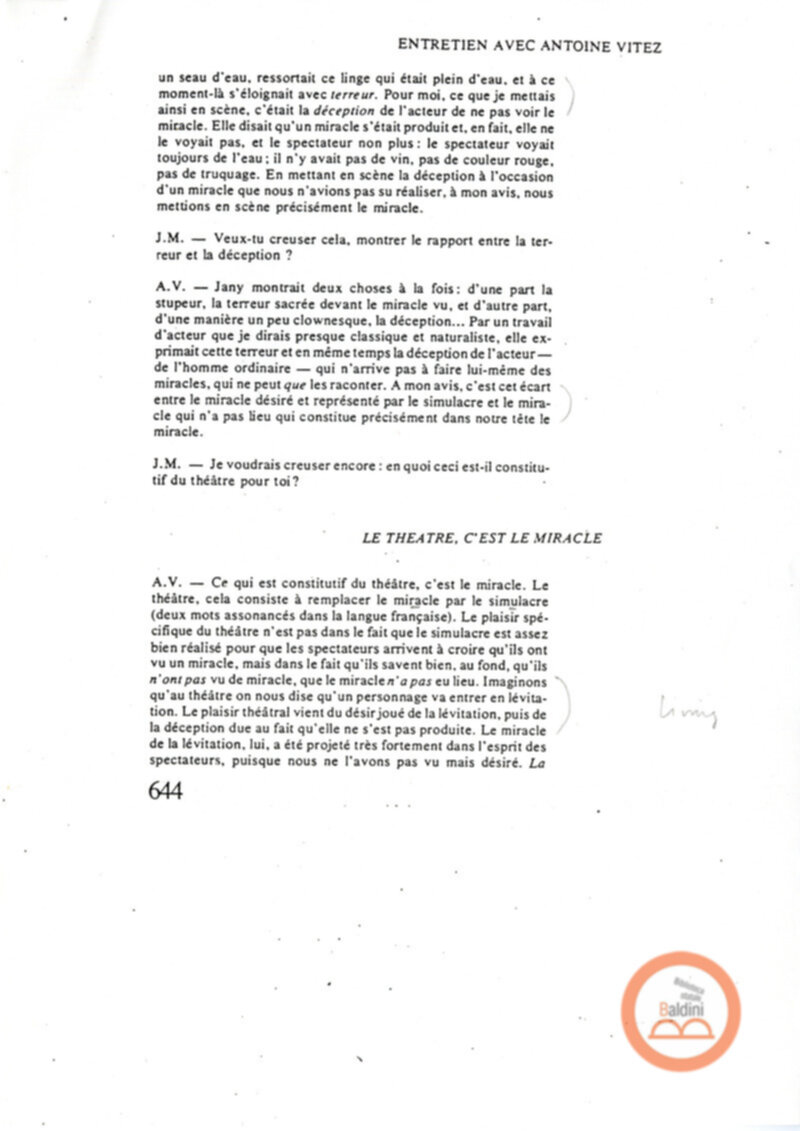 Entretien avec Antoine Vitez - testo