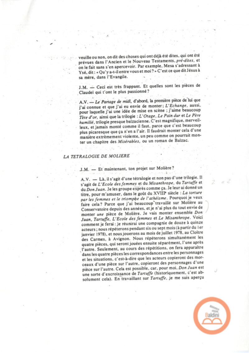 Entretien avec Antoine Vitez - testo