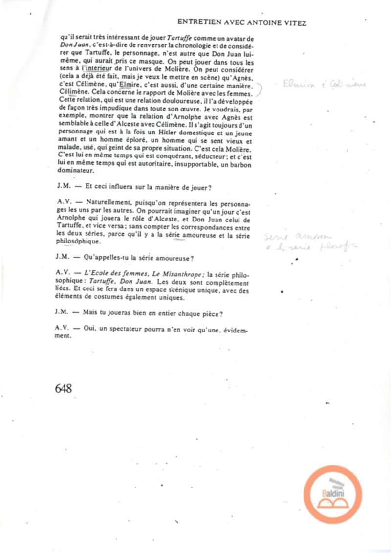 Entretien avec Antoine Vitez - testo