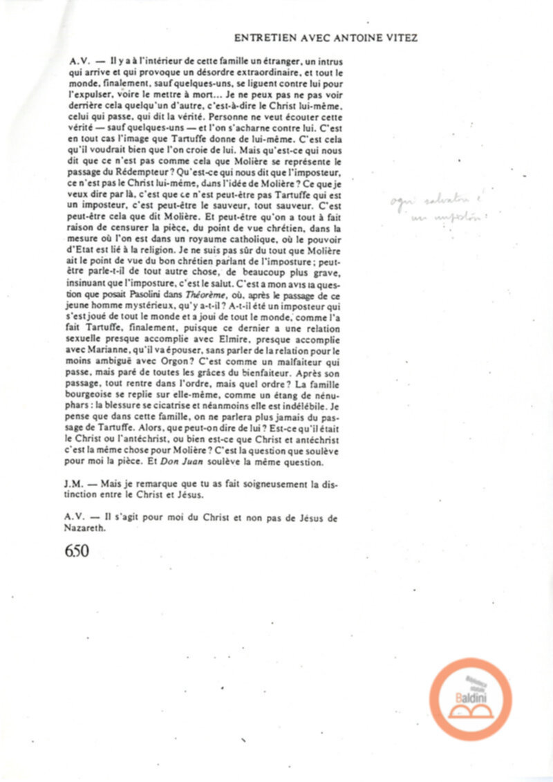 Entretien avec Antoine Vitez - testo