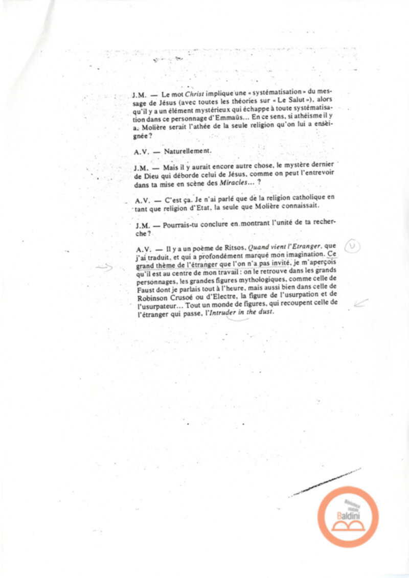 Entretien avec Antoine Vitez - testo