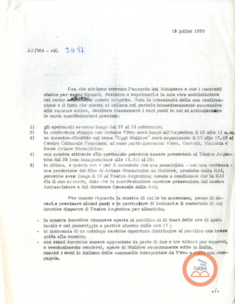 La tetralogia di Molier - corrispondenza