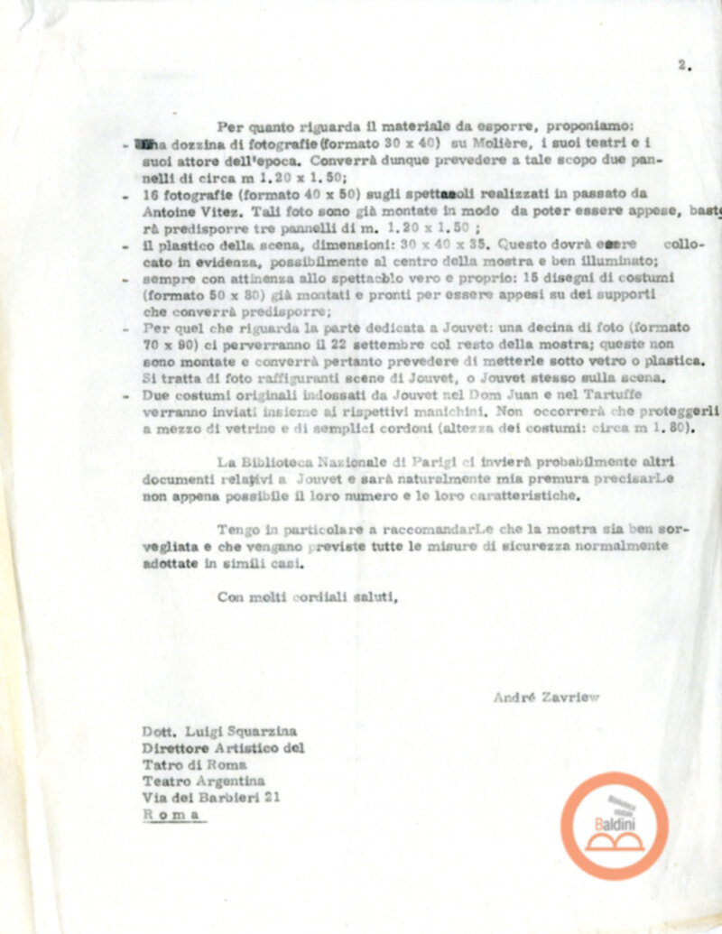 La tetralogia di Molier - corrispondenza