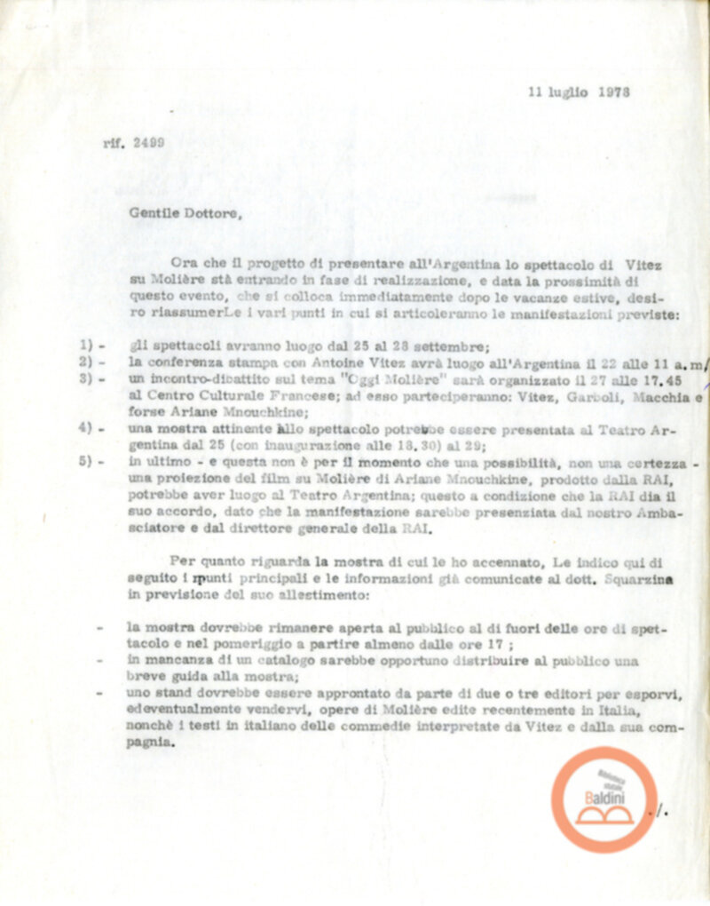 La tetralogia di Molier - corrispondenza