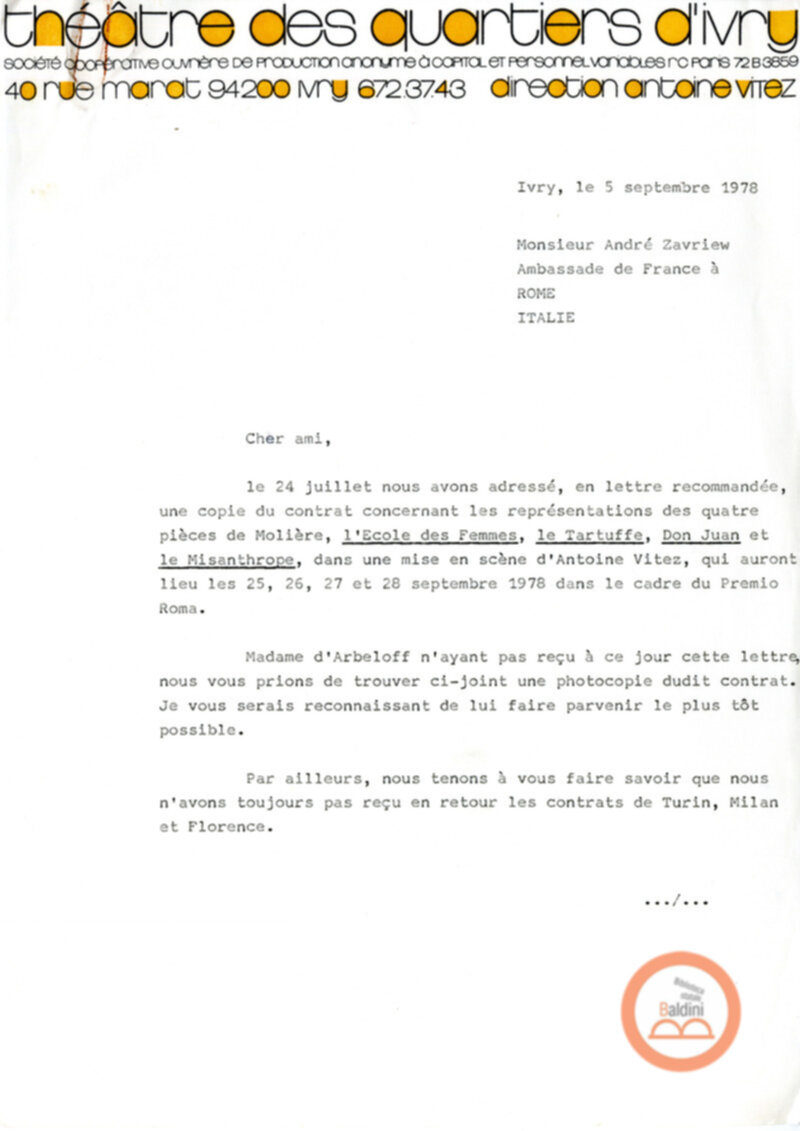 La tetralogia di Molier - corrispondenza