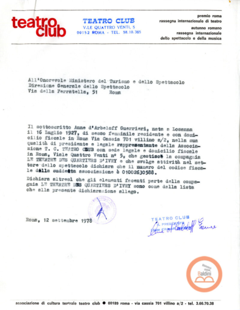 La tetralogia di Molier - autorizzazini relative allo spttacolo