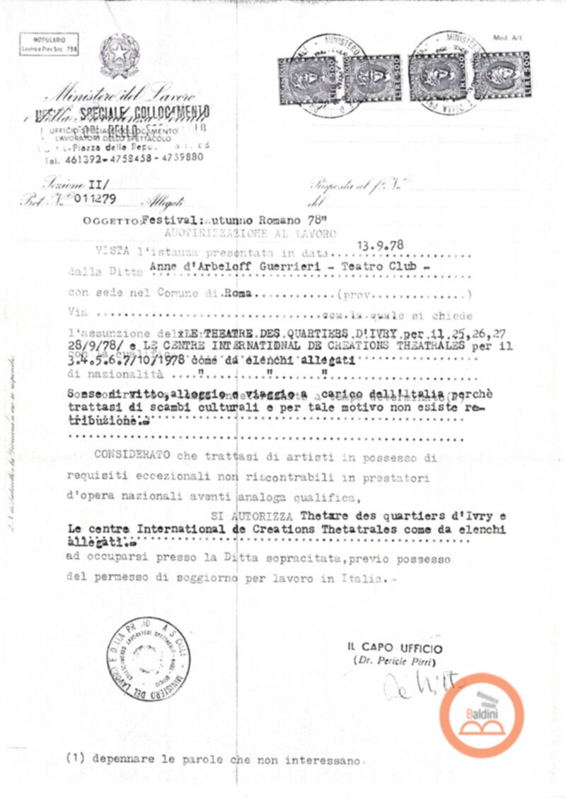 La tetralogia di Molier - autorizzazini relative allo spttacolo