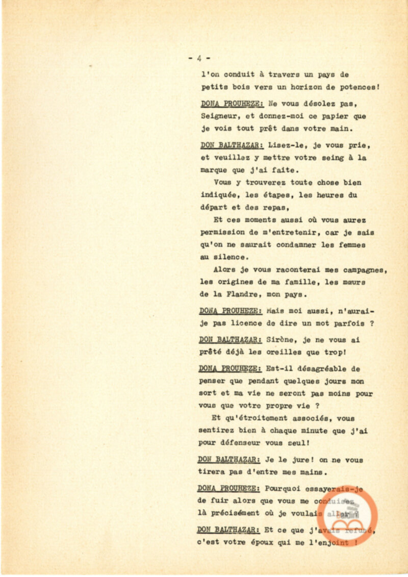 Copione dello spettacolo "Sous le vent des iles Baleares (Sotto il vento delle isole Baleari)" di Paul Claudel, messo in scena dalla Compagnia Renaud-Barrault.