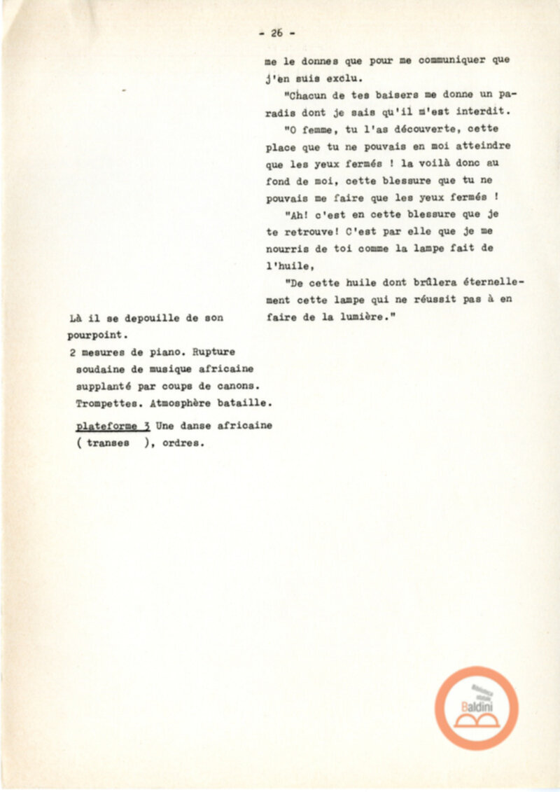 Copione dello spettacolo "Sous le vent des iles Baleares (Sotto il vento delle isole Baleari)" di Paul Claudel, messo in scena dalla Compagnia Renaud-Barrault.