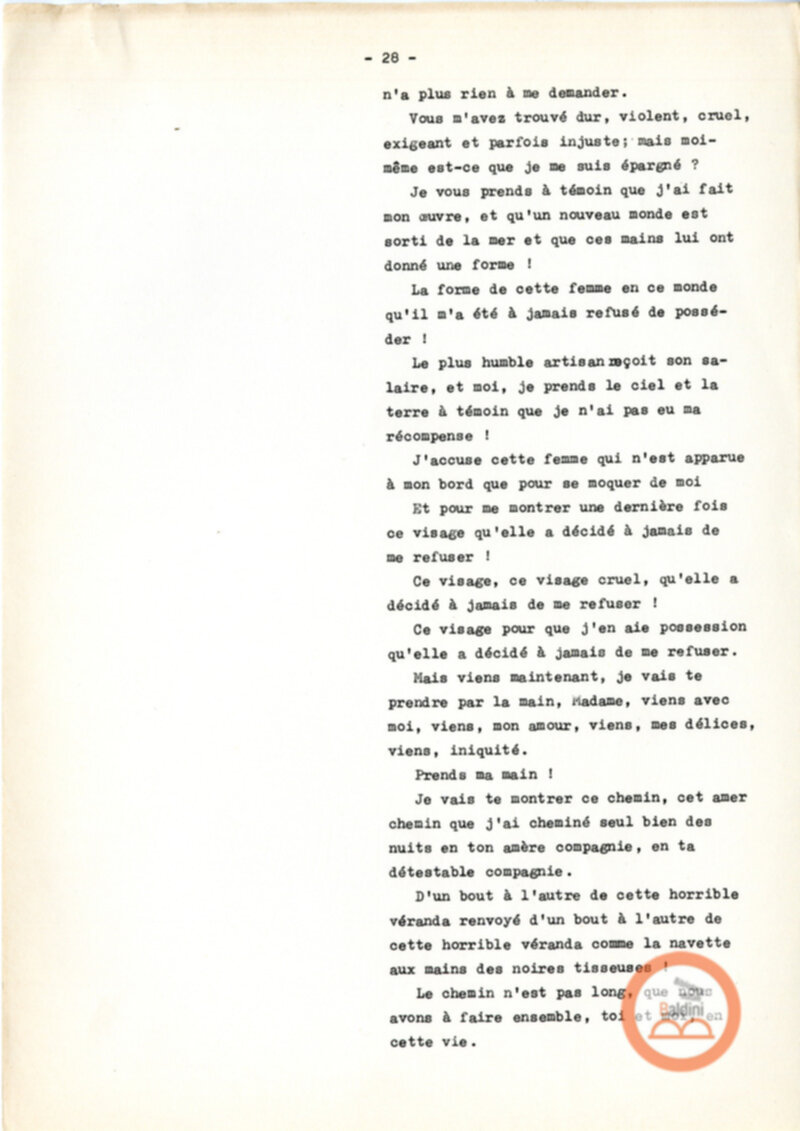 Copione dello spettacolo "Sous le vent des iles Baleares (Sotto il vento delle isole Baleari)" di Paul Claudel, messo in scena dalla Compagnia Renaud-Barrault.