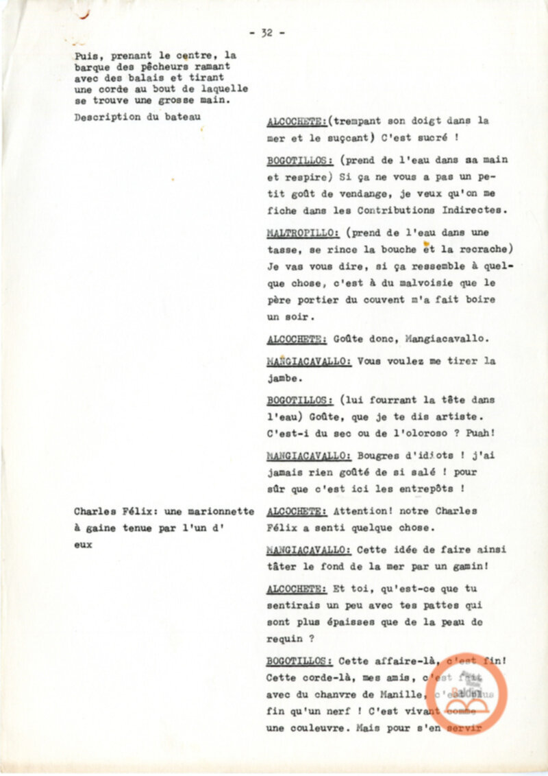 Copione dello spettacolo "Sous le vent des iles Baleares (Sotto il vento delle isole Baleari)" di Paul Claudel, messo in scena dalla Compagnia Renaud-Barrault.