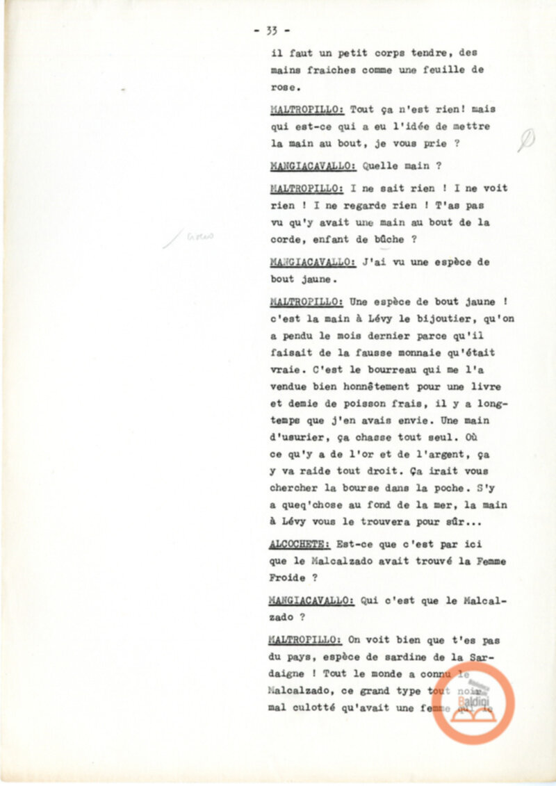 Copione dello spettacolo "Sous le vent des iles Baleares (Sotto il vento delle isole Baleari)" di Paul Claudel, messo in scena dalla Compagnia Renaud-Barrault.