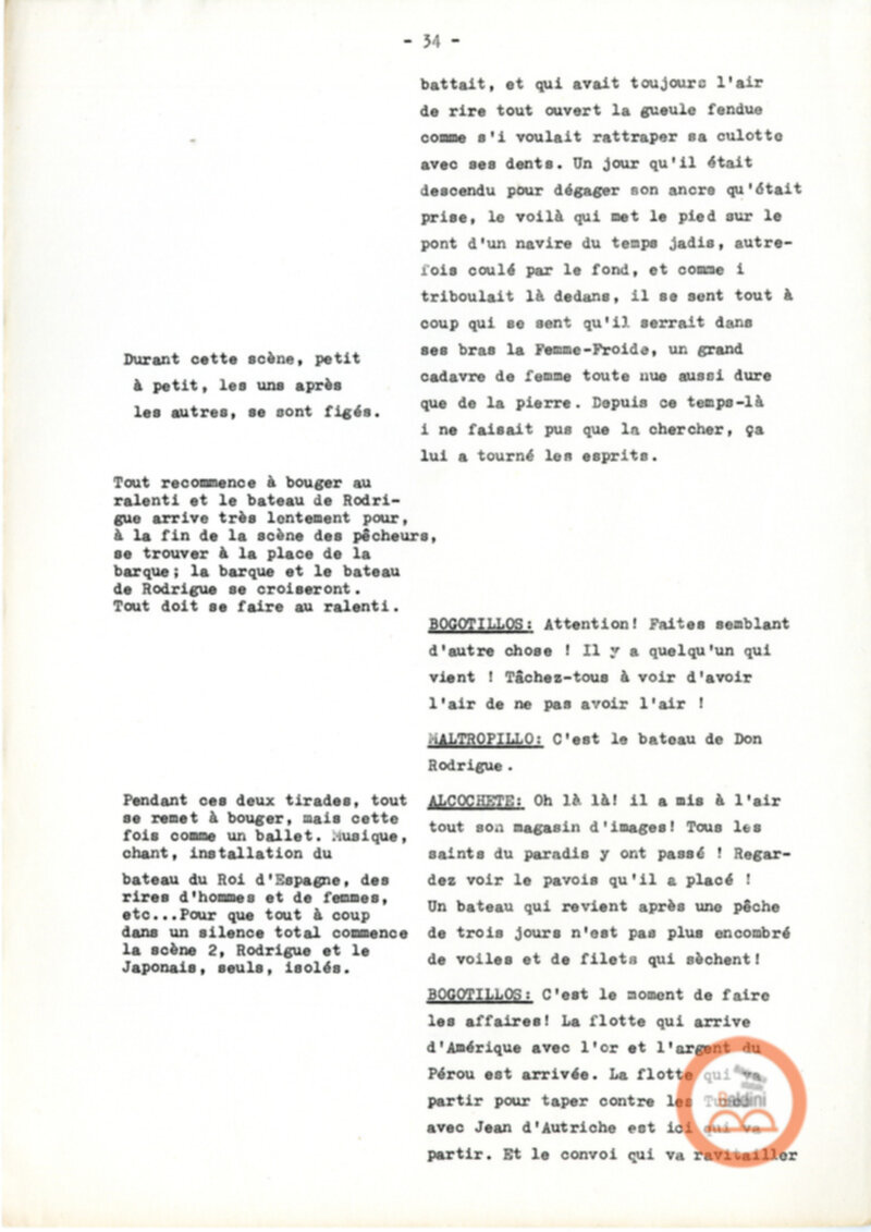Copione dello spettacolo "Sous le vent des iles Baleares (Sotto il vento delle isole Baleari)" di Paul Claudel, messo in scena dalla Compagnia Renaud-Barrault.