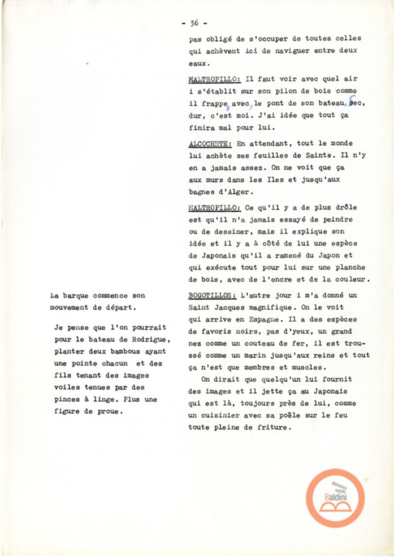 Copione dello spettacolo "Sous le vent des iles Baleares (Sotto il vento delle isole Baleari)" di Paul Claudel, messo in scena dalla Compagnia Renaud-Barrault.