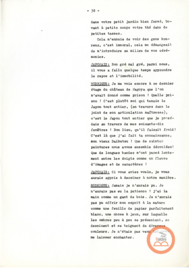 Copione dello spettacolo "Sous le vent des iles Baleares (Sotto il vento delle isole Baleari)" di Paul Claudel, messo in scena dalla Compagnia Renaud-Barrault.