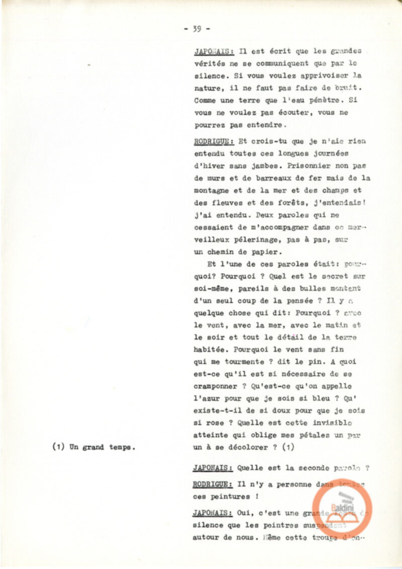Copione dello spettacolo "Sous le vent des iles Baleares (Sotto il vento delle isole Baleari)" di Paul Claudel, messo in scena dalla Compagnia Renaud-Barrault.