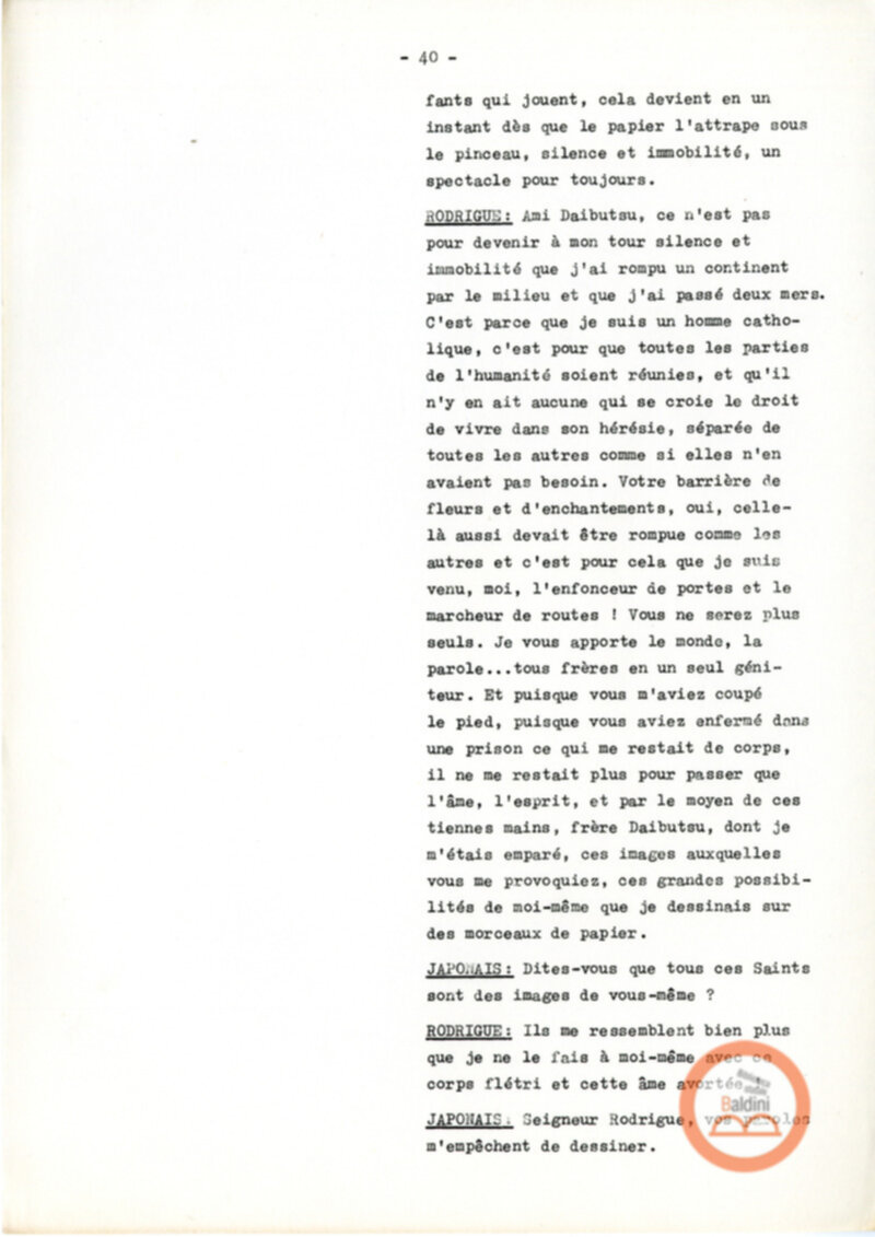 Copione dello spettacolo "Sous le vent des iles Baleares (Sotto il vento delle isole Baleari)" di Paul Claudel, messo in scena dalla Compagnia Renaud-Barrault.