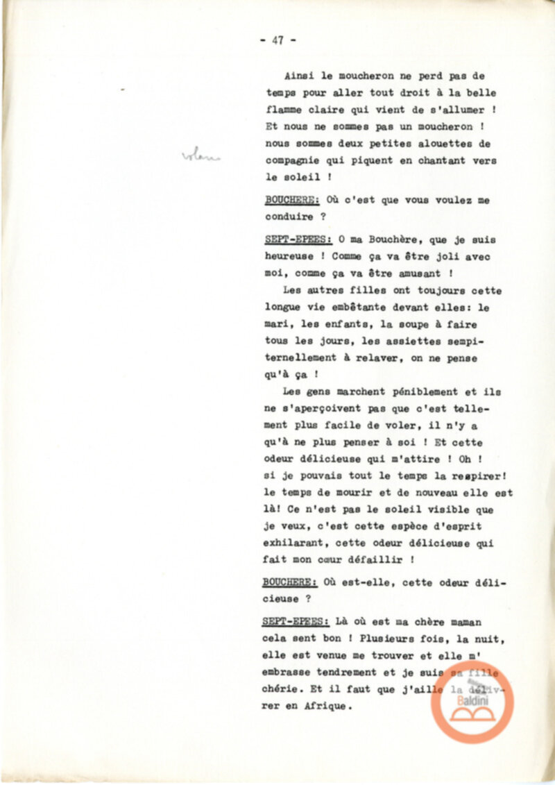Copione dello spettacolo "Sous le vent des iles Baleares (Sotto il vento delle isole Baleari)" di Paul Claudel, messo in scena dalla Compagnia Renaud-Barrault.