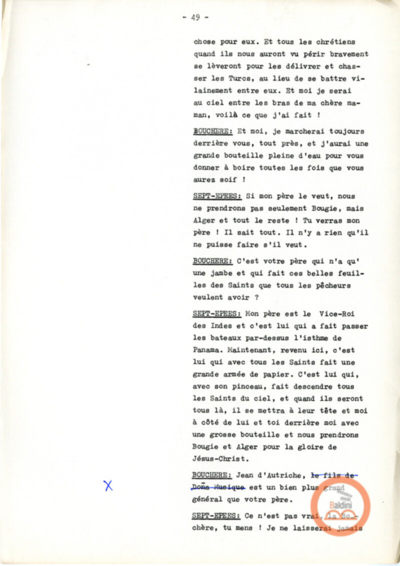 Copione dello spettacolo "Sous le vent des iles Baleares (Sotto il vento delle isole Baleari)" di Paul Claudel, messo in scena dalla Compagnia Renaud-Barrault.