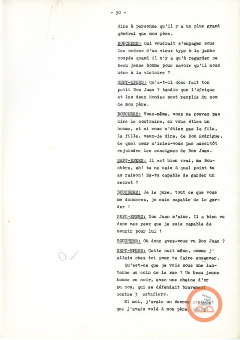 Copione dello spettacolo "Sous le vent des iles Baleares (Sotto il vento delle isole Baleari)" di Paul Claudel, messo in scena dalla Compagnia Renaud-Barrault.
