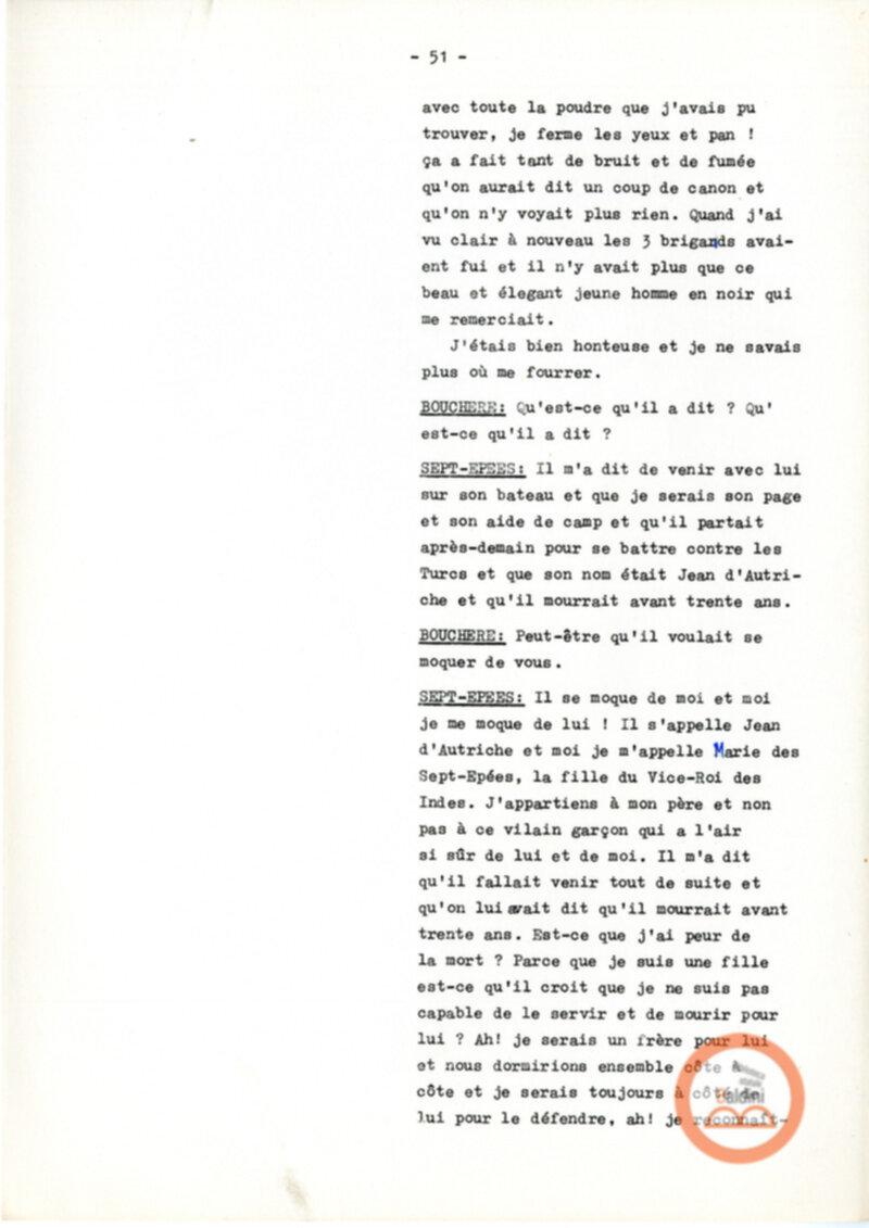 Copione dello spettacolo "Sous le vent des iles Baleares (Sotto il vento delle isole Baleari)" di Paul Claudel, messo in scena dalla Compagnia Renaud-Barrault.