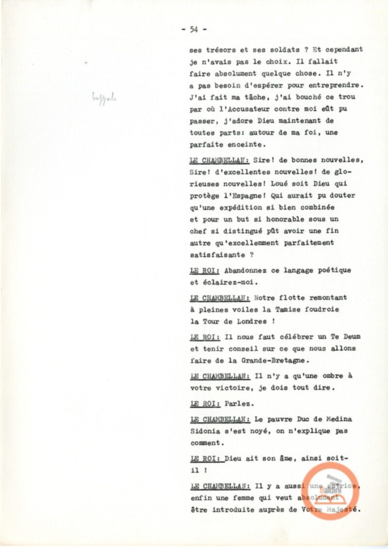 Copione dello spettacolo "Sous le vent des iles Baleares (Sotto il vento delle isole Baleari)" di Paul Claudel, messo in scena dalla Compagnia Renaud-Barrault.