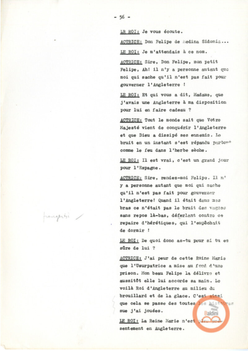 Copione dello spettacolo "Sous le vent des iles Baleares (Sotto il vento delle isole Baleari)" di Paul Claudel, messo in scena dalla Compagnia Renaud-Barrault.