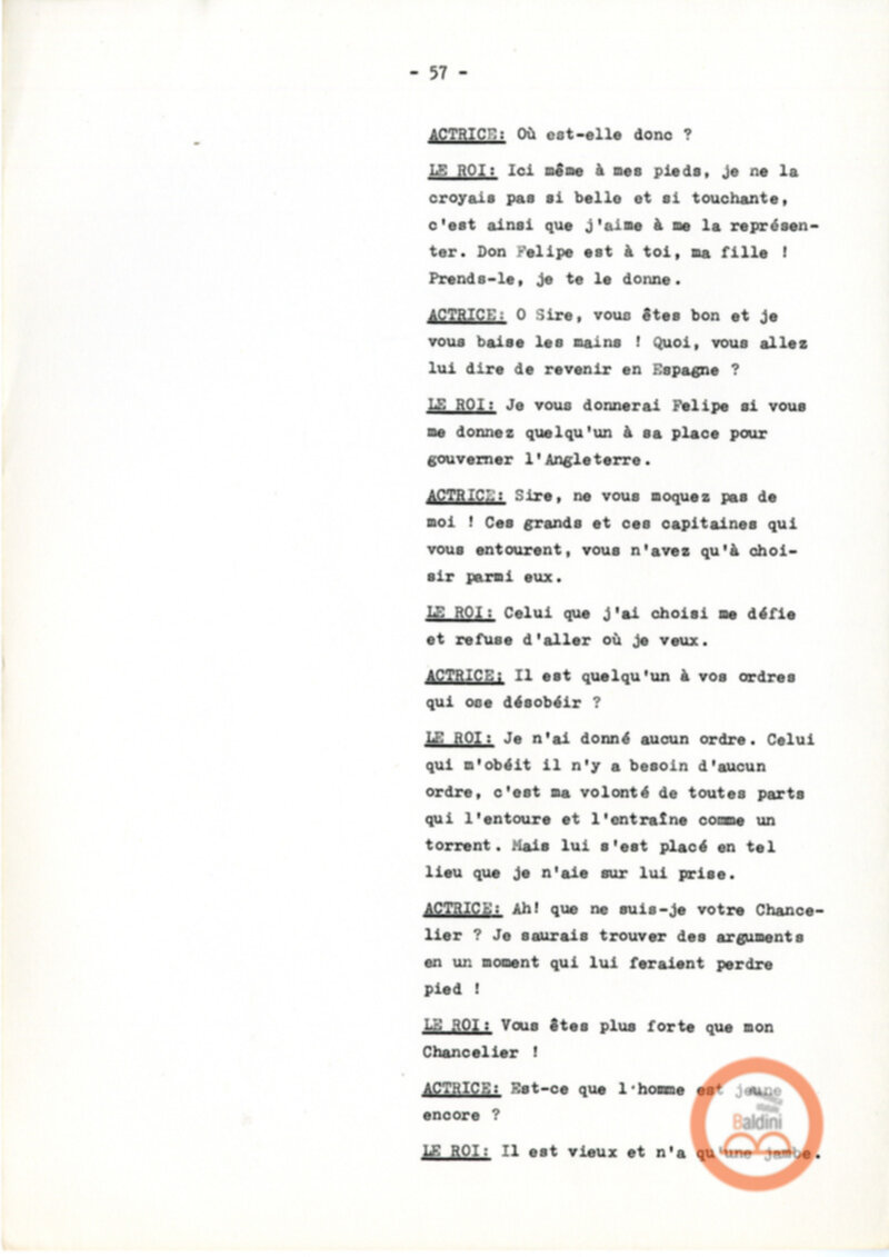 Copione dello spettacolo "Sous le vent des iles Baleares (Sotto il vento delle isole Baleari)" di Paul Claudel, messo in scena dalla Compagnia Renaud-Barrault.