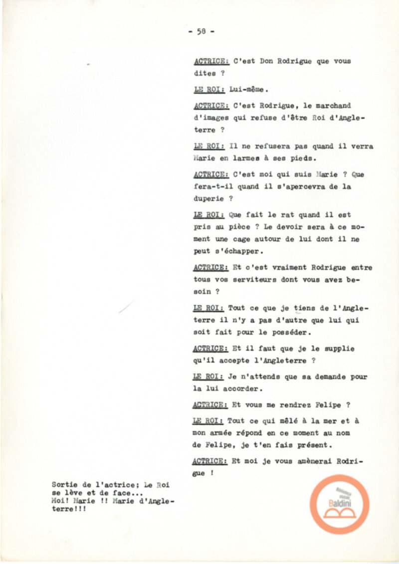 Copione dello spettacolo "Sous le vent des iles Baleares (Sotto il vento delle isole Baleari)" di Paul Claudel, messo in scena dalla Compagnia Renaud-Barrault.