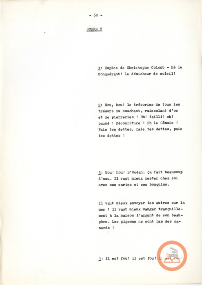 Copione dello spettacolo "Sous le vent des iles Baleares (Sotto il vento delle isole Baleari)" di Paul Claudel, messo in scena dalla Compagnia Renaud-Barrault.