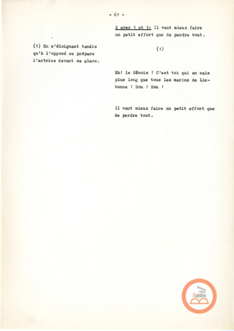 Copione dello spettacolo "Sous le vent des iles Baleares (Sotto il vento delle isole Baleari)" di Paul Claudel, messo in scena dalla Compagnia Renaud-Barrault.