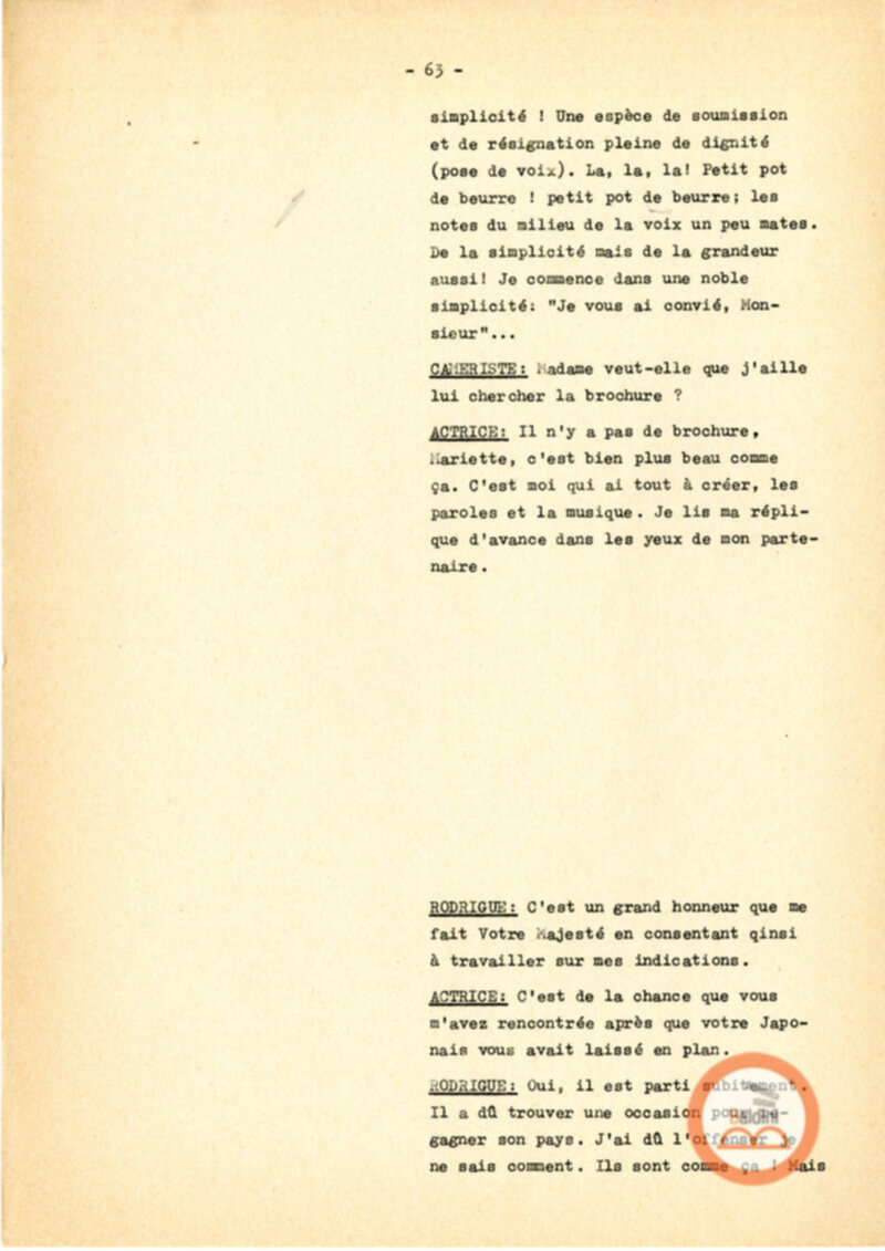 Copione dello spettacolo "Sous le vent des iles Baleares (Sotto il vento delle isole Baleari)" di Paul Claudel, messo in scena dalla Compagnia Renaud-Barrault.