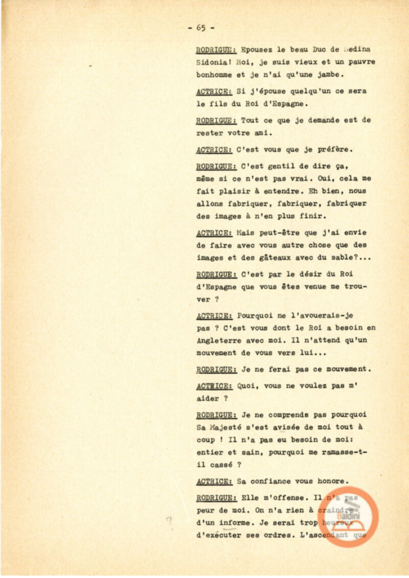 Copione dello spettacolo "Sous le vent des iles Baleares (Sotto il vento delle isole Baleari)" di Paul Claudel, messo in scena dalla Compagnia Renaud-Barrault.