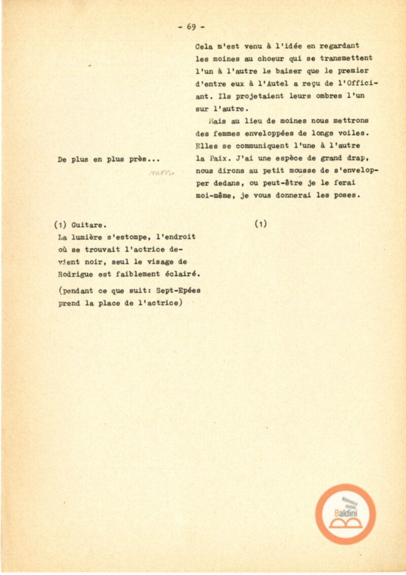 Copione dello spettacolo "Sous le vent des iles Baleares (Sotto il vento delle isole Baleari)" di Paul Claudel, messo in scena dalla Compagnia Renaud-Barrault.