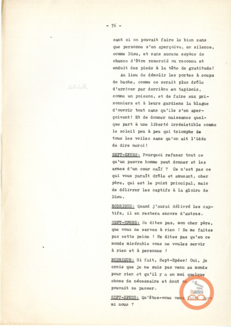 Copione dello spettacolo "Sous le vent des iles Baleares (Sotto il vento delle isole Baleari)" di Paul Claudel, messo in scena dalla Compagnia Renaud-Barrault.