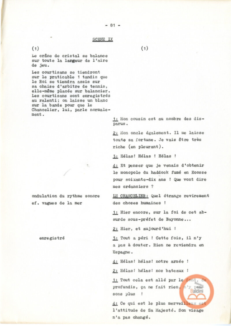 Copione dello spettacolo "Sous le vent des iles Baleares (Sotto il vento delle isole Baleari)" di Paul Claudel, messo in scena dalla Compagnia Renaud-Barrault.