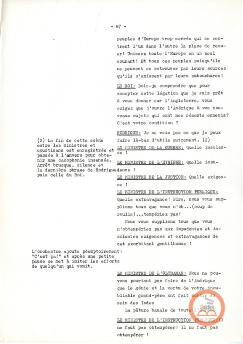 Copione dello spettacolo "Sous le vent des iles Baleares (Sotto il vento delle isole Baleari)" di Paul Claudel, messo in scena dalla Compagnia Renaud-Barrault.