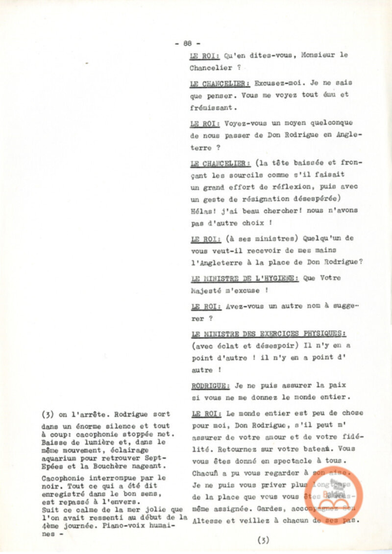 Copione dello spettacolo "Sous le vent des iles Baleares (Sotto il vento delle isole Baleari)" di Paul Claudel, messo in scena dalla Compagnia Renaud-Barrault.