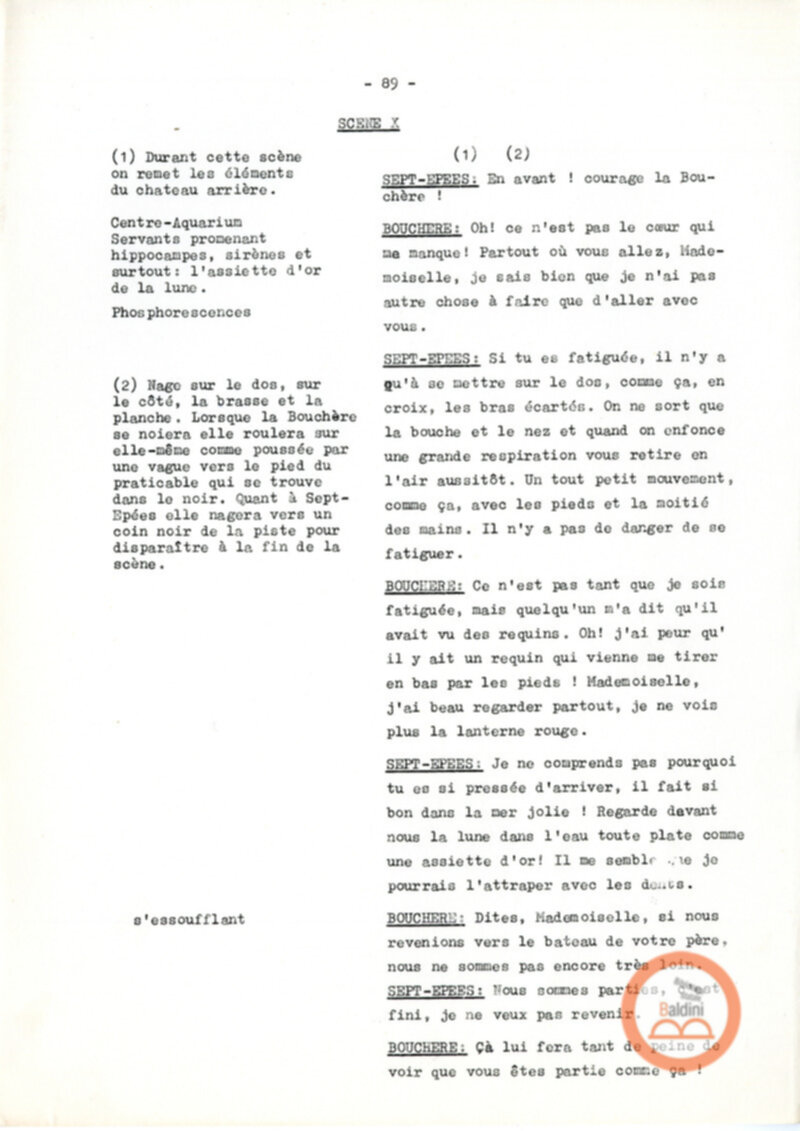Copione dello spettacolo "Sous le vent des iles Baleares (Sotto il vento delle isole Baleari)" di Paul Claudel, messo in scena dalla Compagnia Renaud-Barrault.