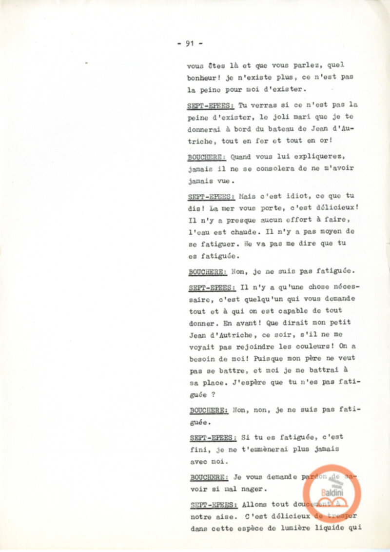 Copione dello spettacolo "Sous le vent des iles Baleares (Sotto il vento delle isole Baleari)" di Paul Claudel, messo in scena dalla Compagnia Renaud-Barrault.