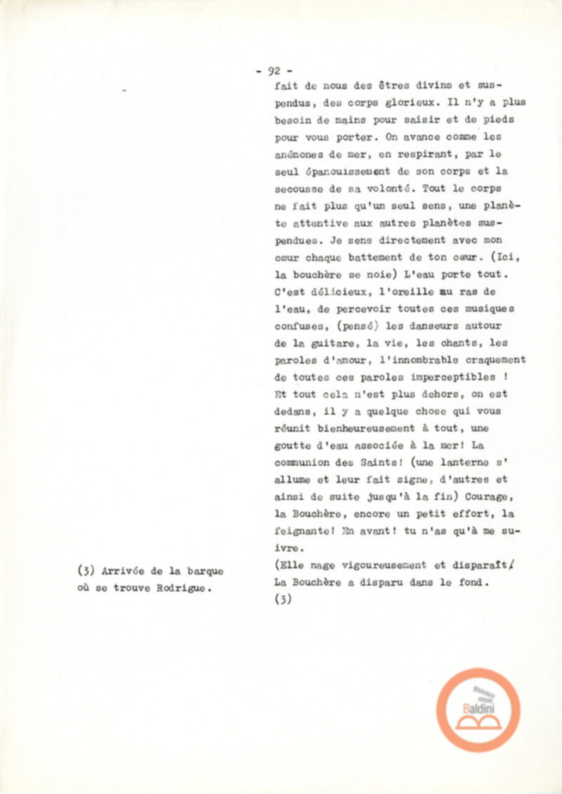 Copione dello spettacolo "Sous le vent des iles Baleares (Sotto il vento delle isole Baleari)" di Paul Claudel, messo in scena dalla Compagnia Renaud-Barrault.