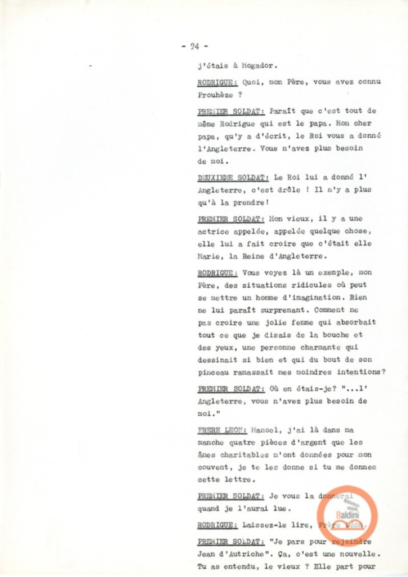 Copione dello spettacolo "Sous le vent des iles Baleares (Sotto il vento delle isole Baleari)" di Paul Claudel, messo in scena dalla Compagnia Renaud-Barrault.
