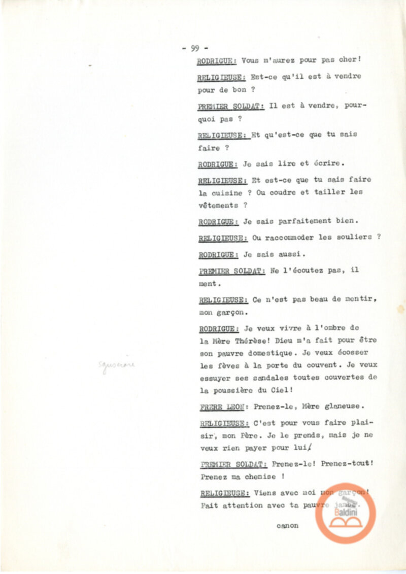 Copione dello spettacolo "Sous le vent des iles Baleares (Sotto il vento delle isole Baleari)" di Paul Claudel, messo in scena dalla Compagnia Renaud-Barrault.