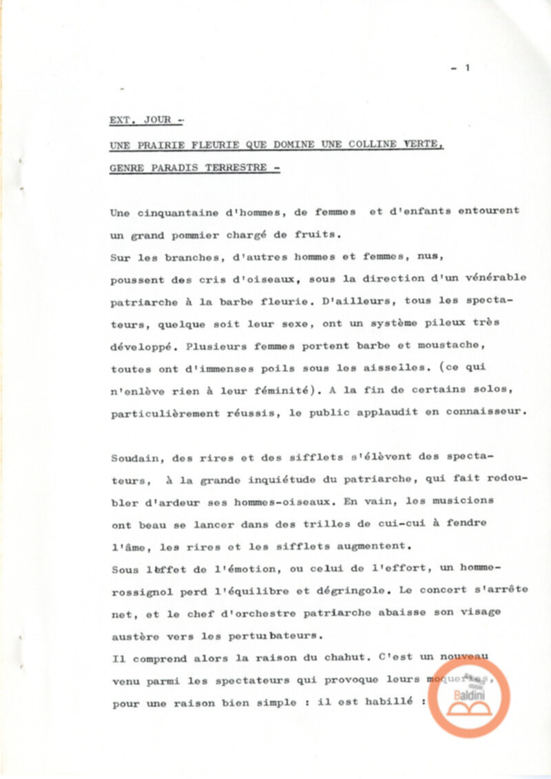 Un film d'aventure d'amor - copione