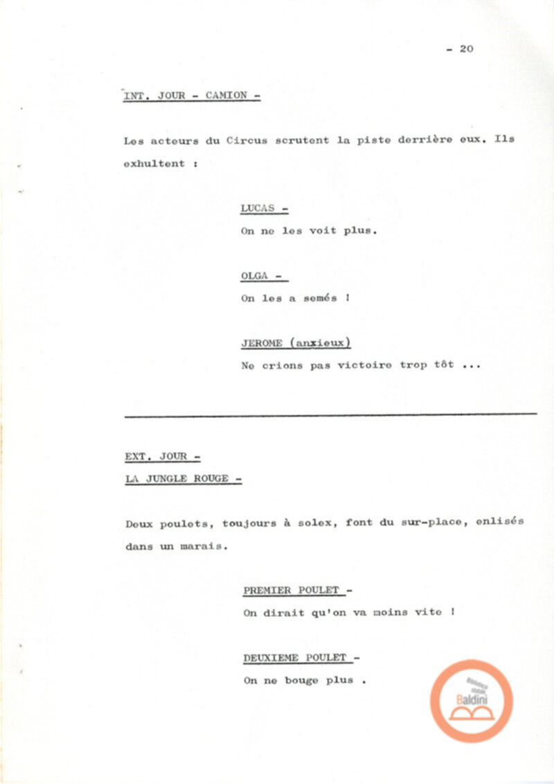 Un film d'aventure d'amor - copione